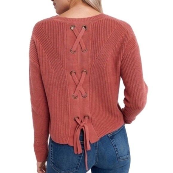 Lucky Brand Mint Green Chunky Knit Lace Up Sweater Size S - Picture 9 of 9